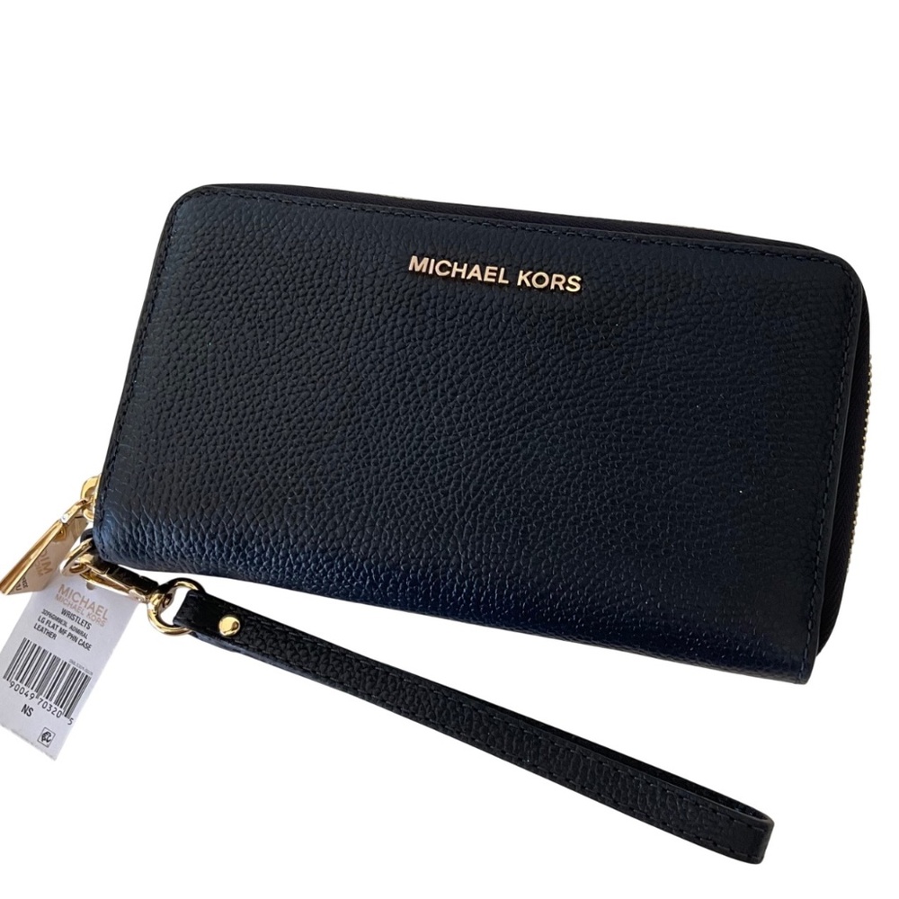Michael Kors navy wallet phone case wristlet